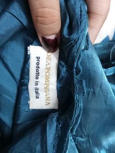 Vintage Retro Teal Ruffled Satin Slip Dress
