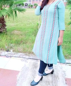 Mint Green Embroidered Kurti