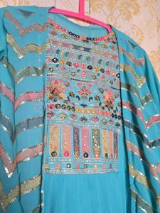 Teal gown + shrug  with Embellishments