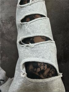 Y2k Sweatshirt Distressed Lace sleeve