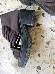 Stylish Brown Strappy Wedge Sandals
