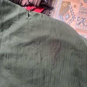 Elegant Dark Green Pleated Dress