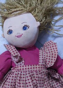 Cute Fabric Doll with Pink Dress