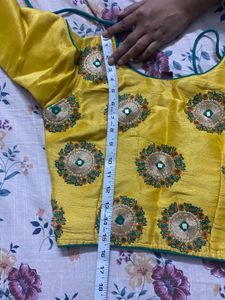 Teal Green Ethnic Skirt with Gold Motifs