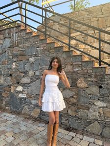 White Ruffled Mini Dress