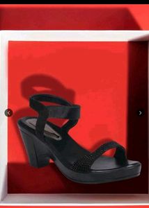 Chic Black Embellished Heel Sandals