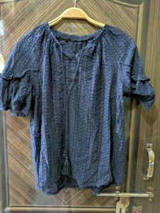 Navy Blue Lace Top