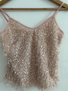 Threadwork Emblished Blush Pink Crop Top