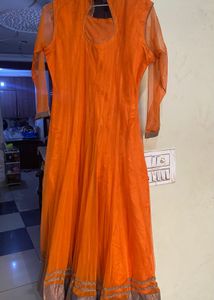 Vibrant Orange Anarkali Kurta Suit