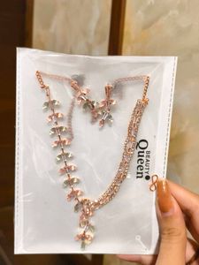 Elegant Rose Gold  2 Necklace Set