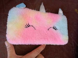 Fluffy Rainbow Unicorn Pencil Case
