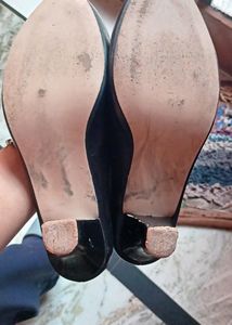 Black Pointed Toe Block Pumps