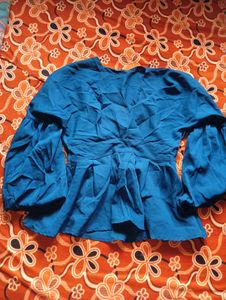 Stylish Teal V-Neck Peplum Top, sequin pink top, b
