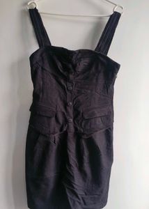 Dark Wash Denim Button-Front Mini Dress