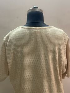 Cream Ribbed Knit Top