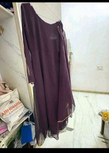 brown anarkali kurti with dupatta