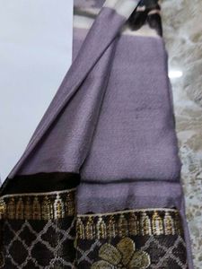 Elegant Lavender Saree with Golden Border
