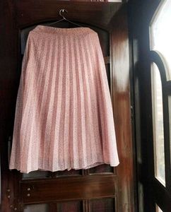 Pleated Pink Floral Skirt