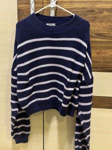 Sriped Blue Knit Sweater