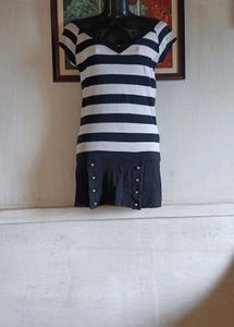 Striped V-Neck Mini Dress