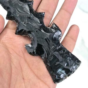 Hand Knapped Black Obsidian Knife