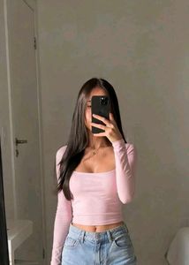 Ribbed Square Neck Long Sleeve Top