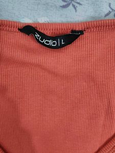 Coral Ruffled Crop Top