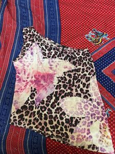 Leopard Print Tie-Dye Top