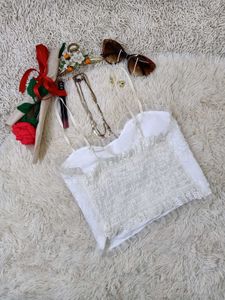 Elegant White Lace Corset Top