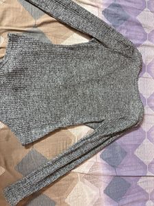 Ribbed Grey Bodysuit