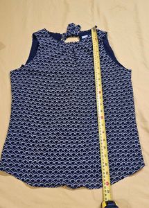 H&amp;M Women Navy Blue Printed Tie-Up Top