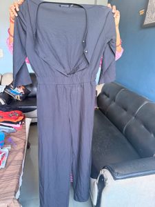 Chic black with golden Button-Up jumpsuit