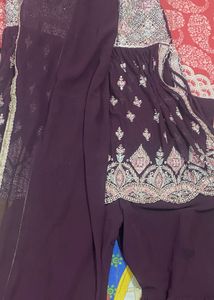 Embroidered Purple Kurta Set with Dupatta