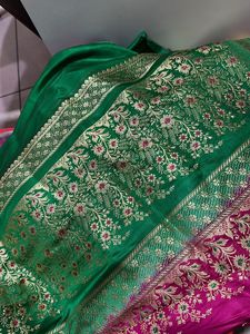 Stunning Green Banarasi pure Silk Saree