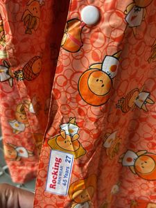 Cute Orange Cartoon Print Raincoat