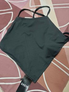 Black Tie-Back Halter Top