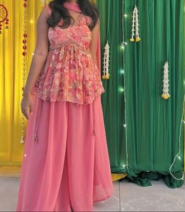 Floral Print Peplum suit Set