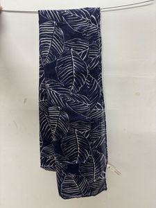 Navy Leaf Print Scarf