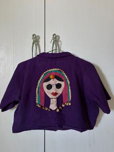 Vibrant Purple Ethnic Padded Blouse with Tassels