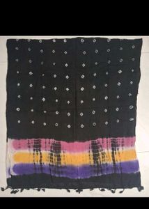 Black Bandhani Dupatta with Colorful Border