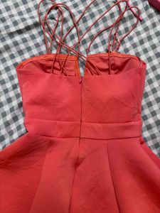 Coral Strappy Fit &amp; Flare Dress