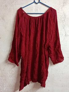 Boho Embroidered Maroon Tunic Top