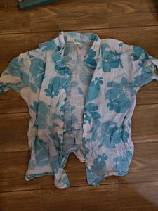 Blue Floral Print Short Sleeve Shirt