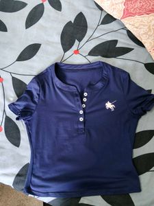 Navy Blue Polo T-Shirt with Horse Logo
