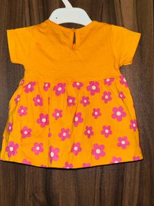 🌸 Cute Floral Bunny Girls’ Frock | Soft Cotton Bl