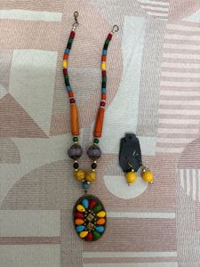 Boho Multi-Color Beaded Necklace Pendant