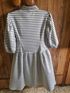Vintage Plaid Mock Neck Dress