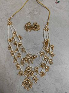 Elegant Pearl & Kundan Necklace Set