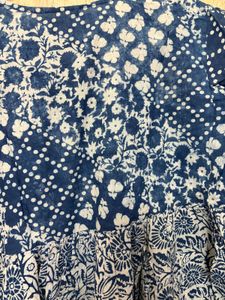 Blue &amp; White Block Print Kurta dress