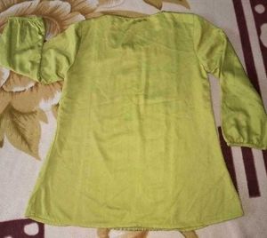 Lime Green Embroidered Kurta Top